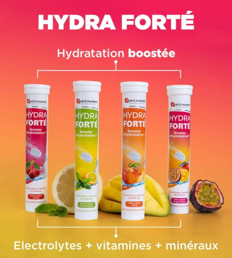 Hydra Forté booster d'hydratation arôme naturel ananas passion Forté Pharma - 24 comprimés effervescents