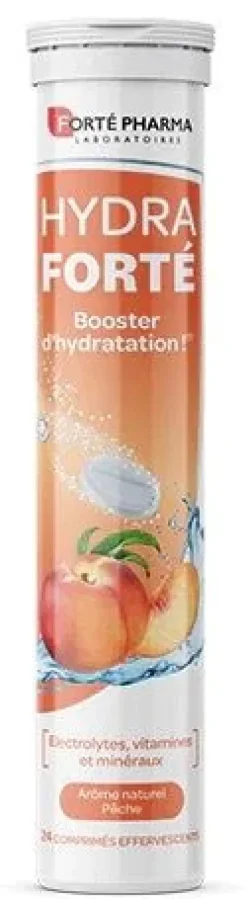 Hydra Forté booster d'hydratation arôme naturel pêche Forté Pharma - 24 comprimés effervescents