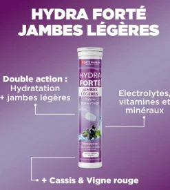 Hydra Forté jambes légères booster d'hydratation arôme naturel cassis Forté Pharma - 24 comprimés effervescents