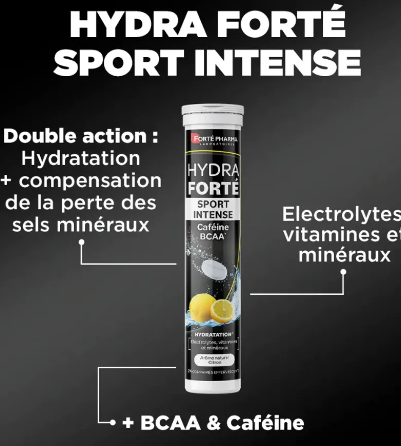 Hydra Forté sport intense booster d'hydratation arôme naturel citron Forté Pharma - 24 comprimés effervescents