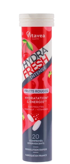 Hydrafresh intense fruits rouges hydratation & énergie Vitavea - tube de 20 comprimés effervescents