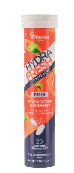 Hydrafresh intense pêche hydratation & énergie Vitavea - tube de 20 comprimés effervescents