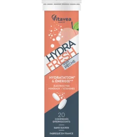 Hydra Fresh saveur pêche Vitavea - tube de 20 comprimés effervescents