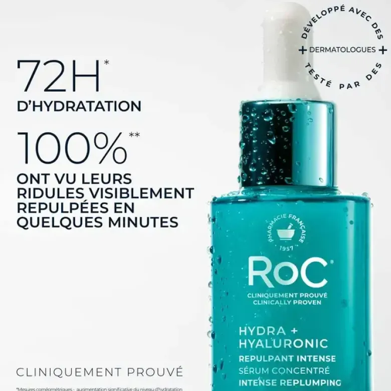 Hydra+Hyaluronic Sérum concentré repulpant intense RoC - flacon-pipette de 30ml