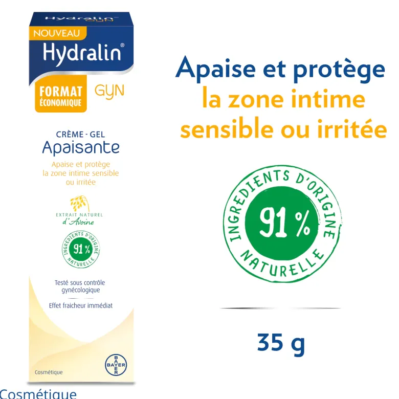 Hydralin Gyn Crème Gel Apaisante 15g apaise et protège la zone intime