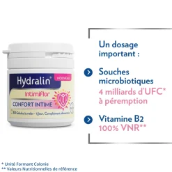 Hydralin IntimiFlor confort intime - pot de 30 gélules
