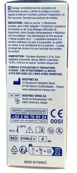 Hydralose gouttes oculaires hydratantes yeux secs et irrités Innoxa - flacon de 10ml