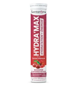 Hydra'max solution d'hydratation arôme cerise hibiscus Santarome - 20 pastilles effervescentes