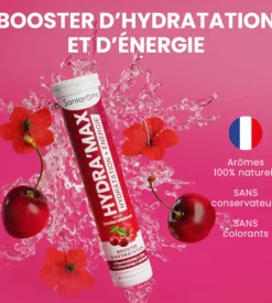 Hydra'max solution d'hydratation arôme cerise hibiscus Santarome - 20 pastilles effervescentes