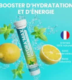 Hydra'max solution d'hydratation arôme menthe citron Santarome - 20 pastilles effervescentess effervescentes