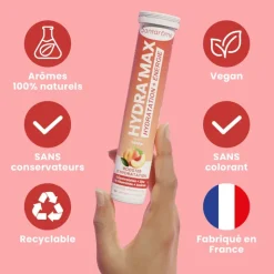 Hydra'max solution d'hydratation arôme pêche Santarome - 20 pastilles effervescentes