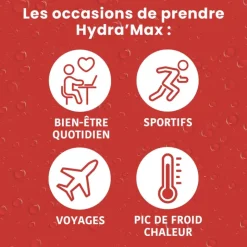 Hydra'max solution d'hydratation arôme pêche Santarome - 20 pastilles effervescentes