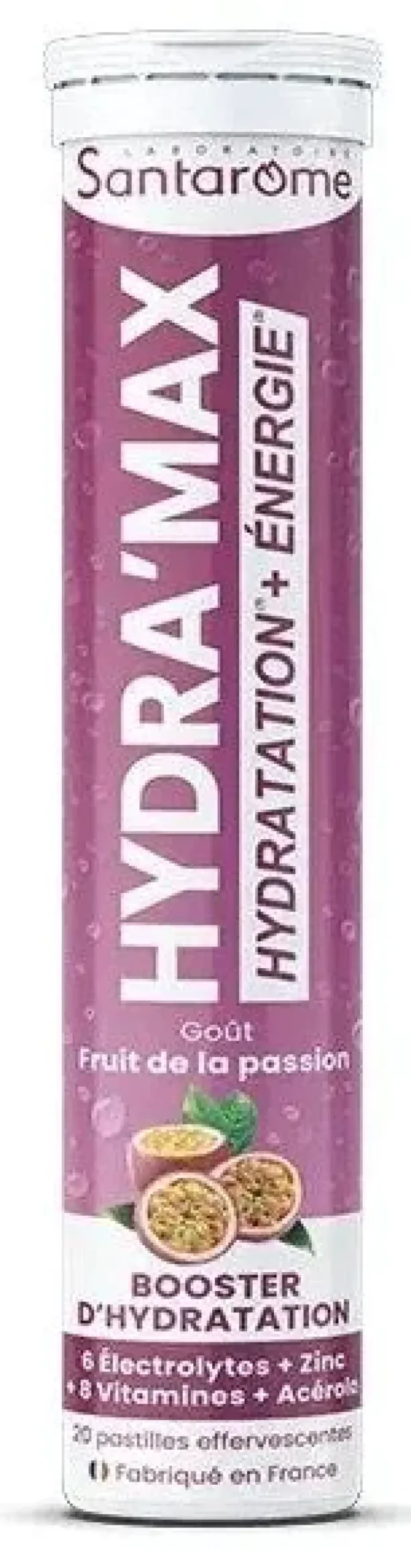 Hydra'max solution d'hydratation arôme fruit de la passion Santarome - 20 pastilles effervescentes