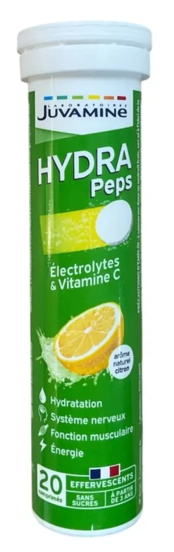 Hydra Peps arôme citron Juvamine - tube de 20 comprimés effervescents