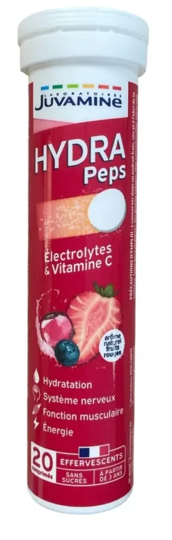 Hydra Peps arôme fruits rouges Juvamine - tube de 20 comprimés effervescents