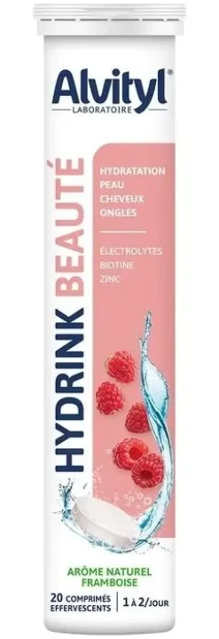 Hydrink beauté arôme framboise Alvityl - tube de 20 comprimés effervescents