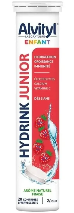 Hydrink junior arôme fraise Alvityl - tube de 20 comprimés effervescents