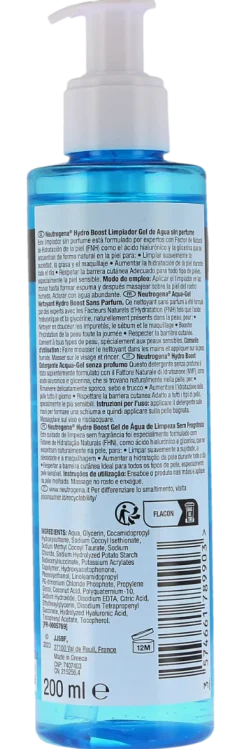 Hydro Boost aqua gel nettoyant Neutrogena - flacon-pompe de 200ml