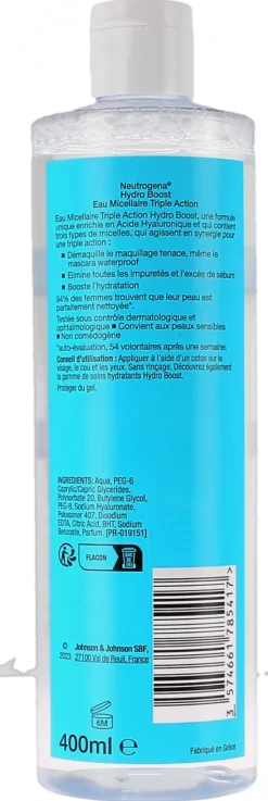 Hydro Boost Eau micellaire triple action Neutrogena - flacon de 400ml