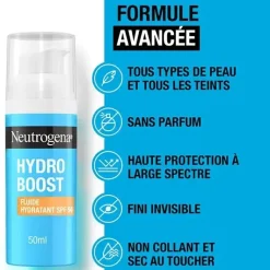 Hydro Boost fluide hydratant SPF50 Neutrogena - flacon-pompe de 50ml