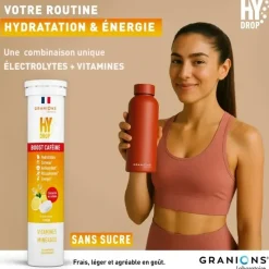 Hydrop Boost caféine solution d'hydratation arôme citron Granions - tube de 20 comprimés effervescents