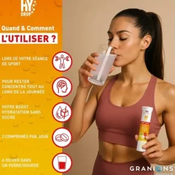 Hydrop Boost caféine solution d'hydratation arôme citron Granions - tube de 20 comprimés effervescents