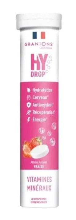 Hydrop solution d'hydratation arôme fraise Granions - tube de 20 comprimés effervescents