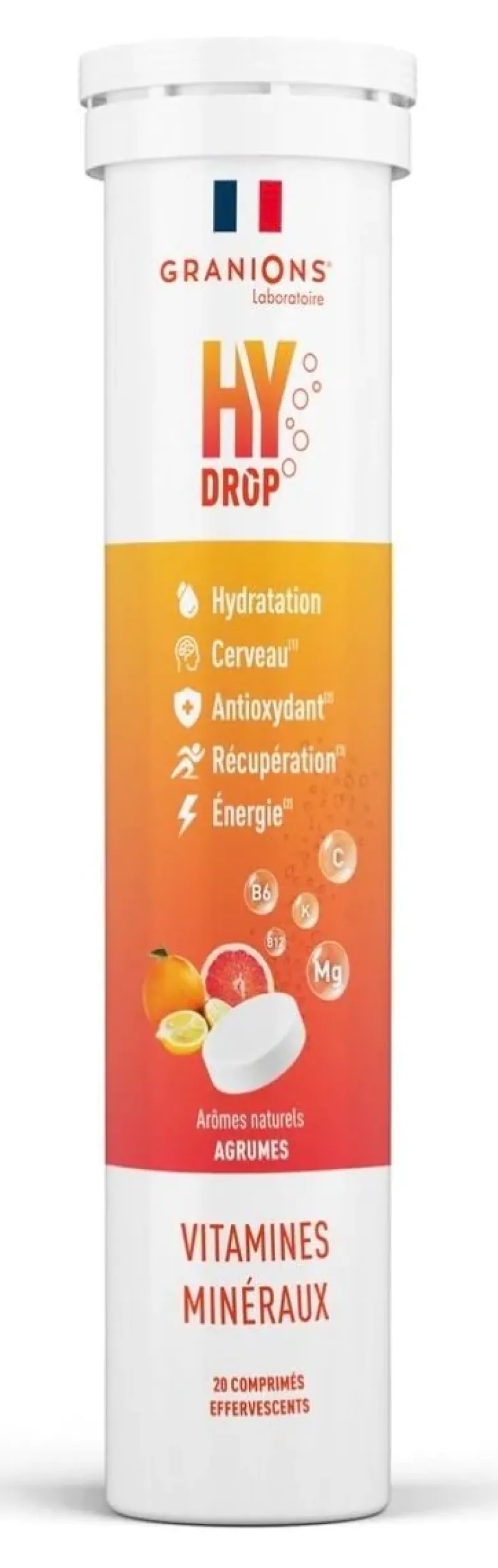 Hydrop solution d'hydratation arôme agrumes Granions - tube de 20 comprimés effervescents