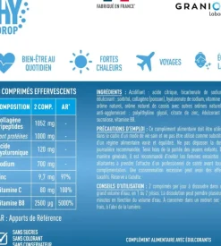 Hydrop solution d'hydratation arôme framboise cassis Granions - tube de 18 comprimés effervescents
