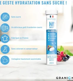 Hydrop solution d'hydratation arôme framboise cassis Granions - tube de 18 comprimés effervescents