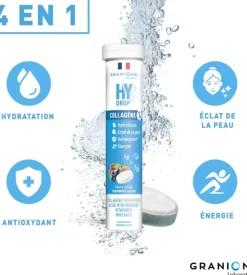 Hydrop solution d'hydratation arôme framboise cassis Granions - tube de 18 comprimés effervescents