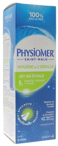 Hygiène de l'oreille jet en étoile Physiomer - flacon de 115 ml