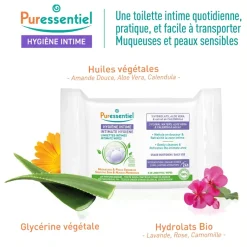 Hygiène intime Lingettes intimes Puressentiel - paquet de 25 lingettes