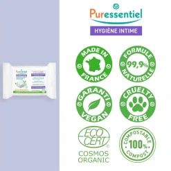 Hygiène intime Lingettes intimes Puressentiel - paquet de 25 lingettes