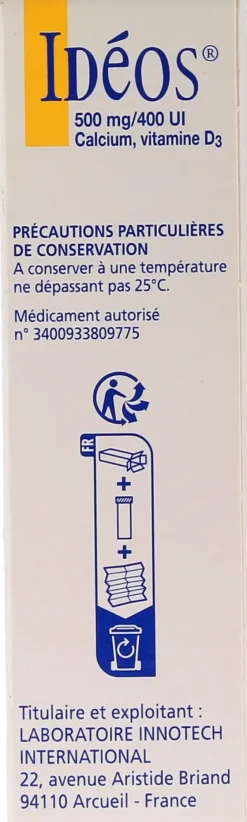 Ideos 500 mg/400 UI – 60 comprimés à sucer