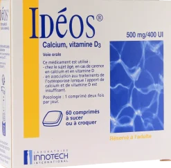 Ideos 500 mg/400 UI – 60 comprimés à sucer