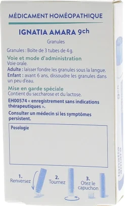 Ignatia amara 9CH Boiron – granules, 3 tubes de 4 g