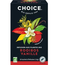 Infusion aux plantes bio rooibos vanille Choice - boite de 17 sachets