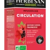 Infusion bio Circulation saveur cassis framboise Herbesan - boite de 20 sachets