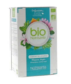 Infusion BIO confort de la gorge Nutrisanté - boîte de 20 sachets