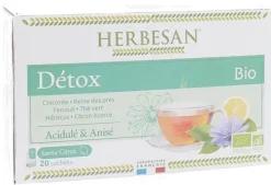 Infusion Bio détox saveur citron Herbesan - boîte de 20 sachets
