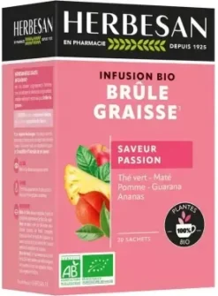 Infusion Brûle graisses bio saveur passion Herbesan - boite de 20 sachets
