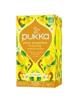Infusion citron gingembre et miel de Manuka bio Pukka - boite de 20 sachets
