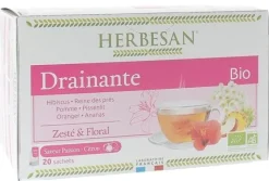Infusion drainante BIO saveur passion citron Herbesan - boite de 20 sachets