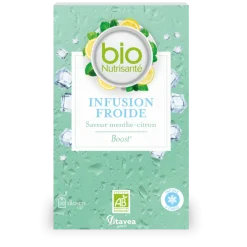 Infusion froide boost saveur menthe-citron bio Vitavea - boite de 20 sachets