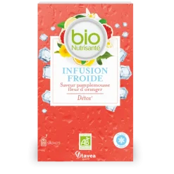 Infusion froide détox saveur pamplemousse-fleur d'oranger bio Vitavea - boite de 20 sachets