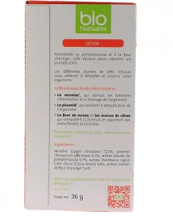 Infusion froide détox saveur pamplemousse-fleur d'oranger bio Vitavea - boite de 20 sachets