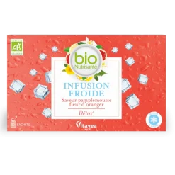 Infusion froide détox saveur pamplemousse-fleur d'oranger bio Vitavea - boite de 20 sachets