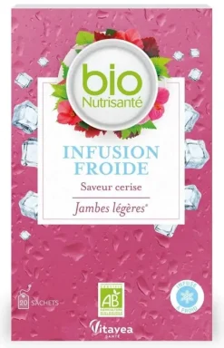 Infusion froide jambes légères saveur cerise Nutrisanté Bio - boîte de 20 sachets