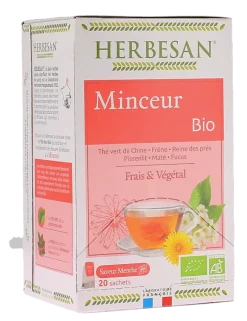 Infusion Minceur bio à la menthe Herbesan - boite de 20 sachets